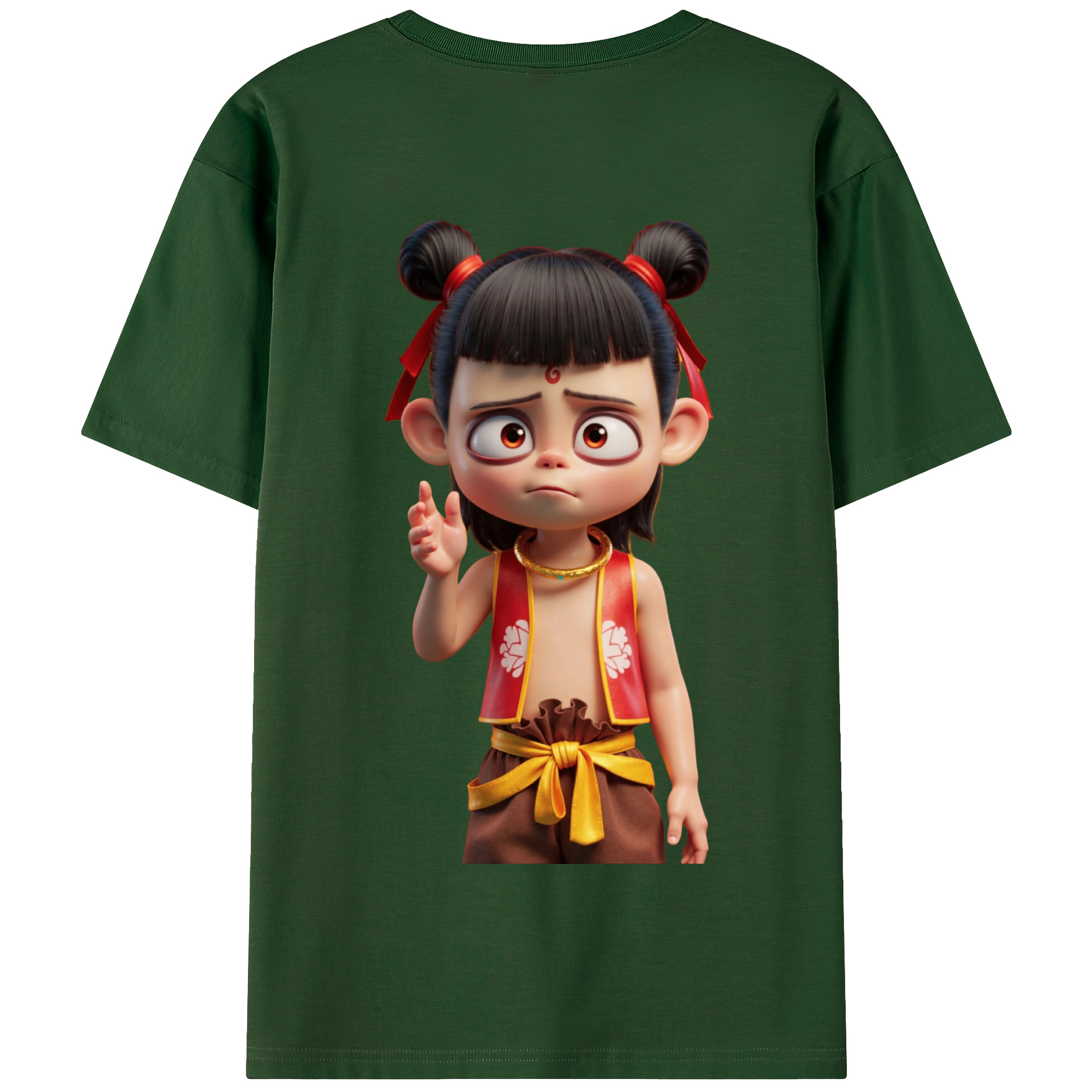（画像用） Ne Zha 2 ナタ 魔童の大暴れ 綿100％半袖Tシャツ（背面プリント）